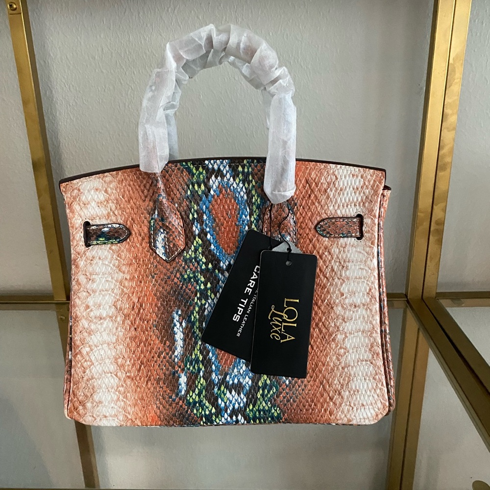 Lola Luxe “Serpentina” Multicolored Python Emboss… - image 4